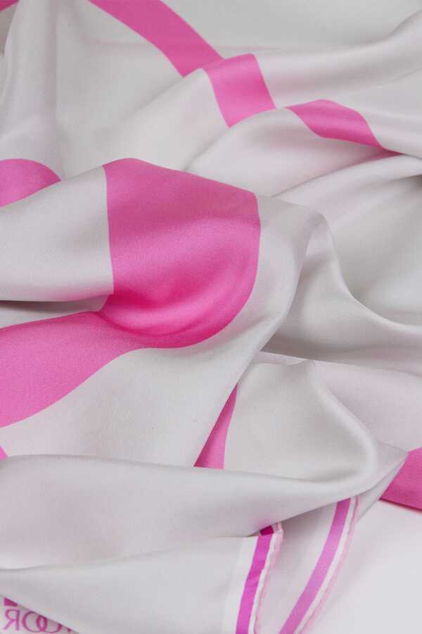 Noor Pembe Tivil İpek Eşarp 90x90
