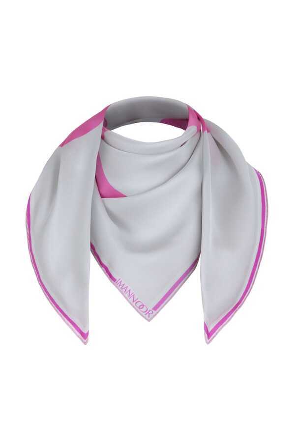 Noor Pembe Tivil İpek Eşarp 90x90