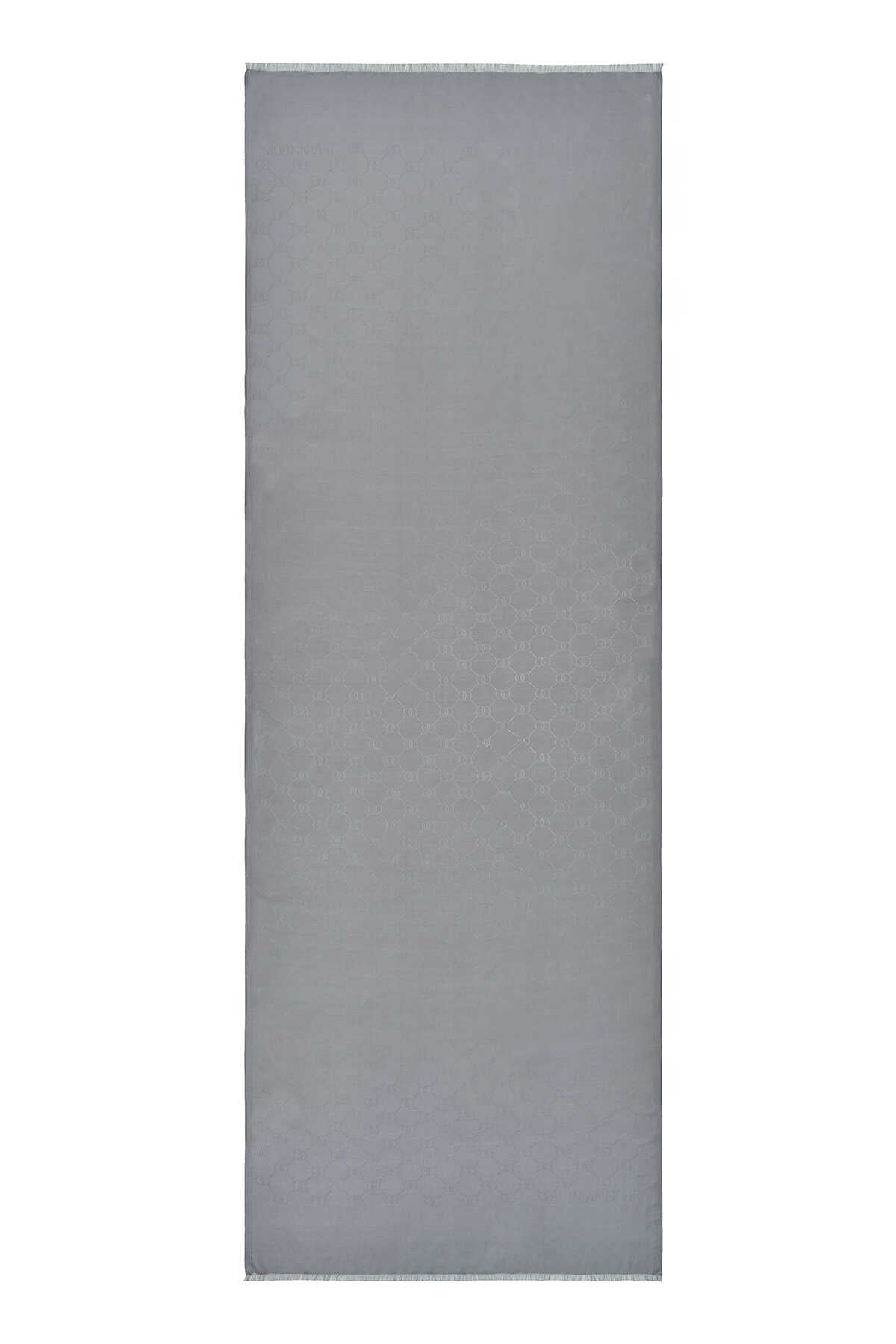 Noor Petek Gümüş Jakarlı İpek Şal 70x200