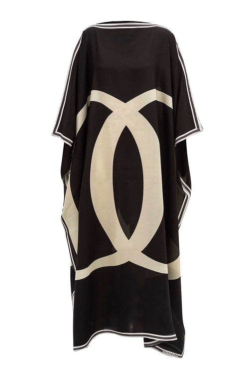 Noor Uzun Siyah İpek Kaftan