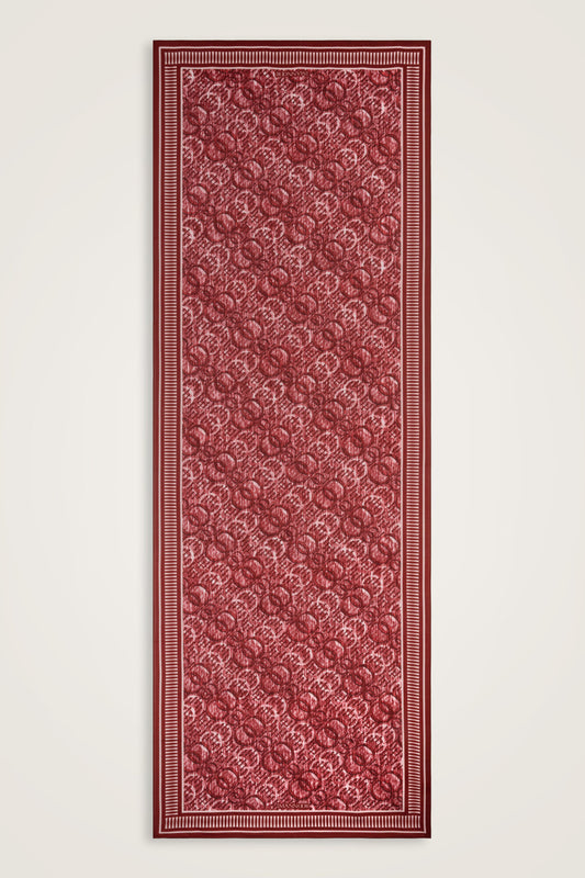 Noor Yağmuru Bordo Pamuk Floş Şal 70x210