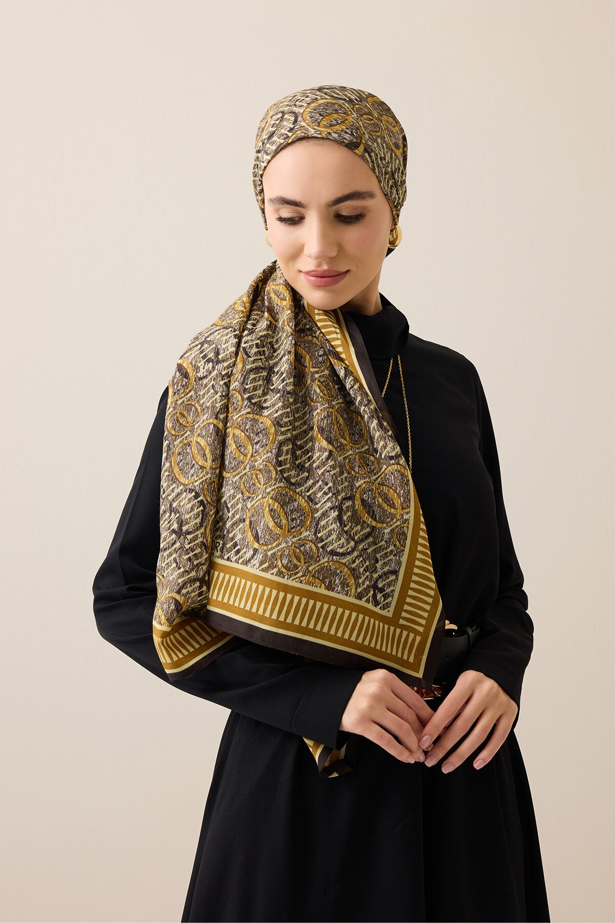 Noor Yağmuru Sarı Pamuk Floş Şal 70x210