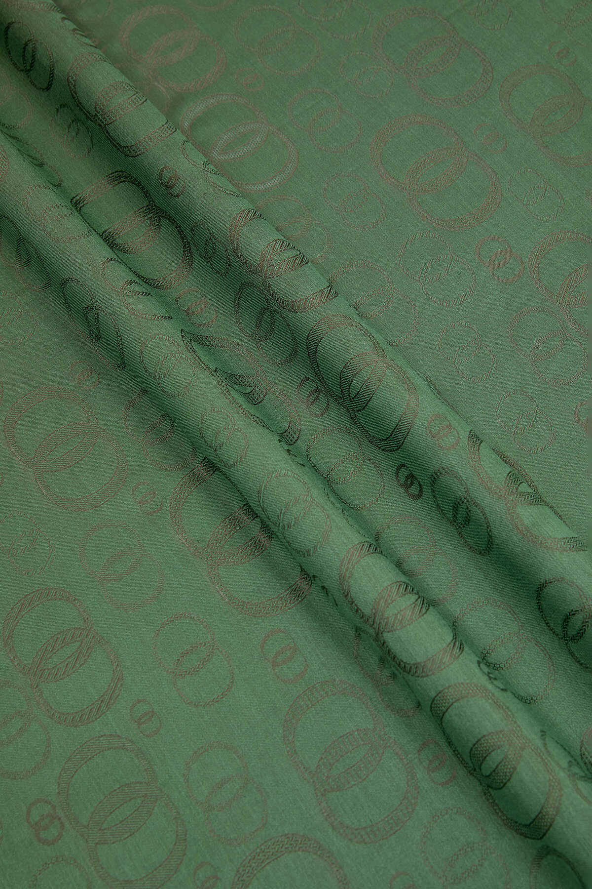 Noor Yeşil Jakarlı İpek Şal 70x200