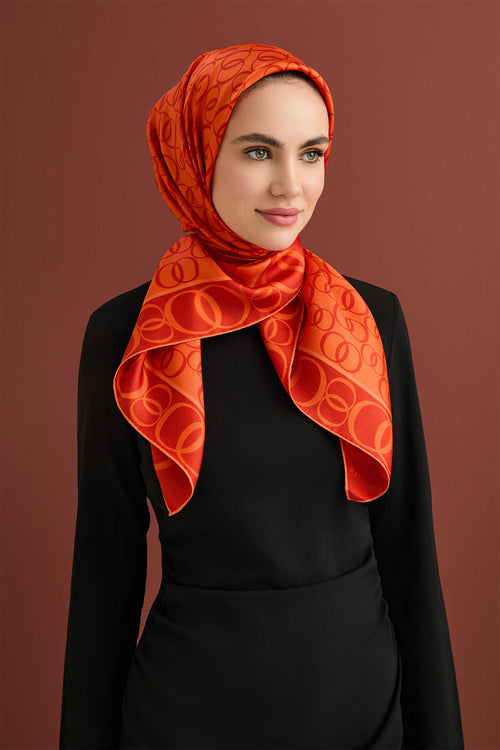 Noor Yolu Bordo Tivil İpek Eşarp 90x90
