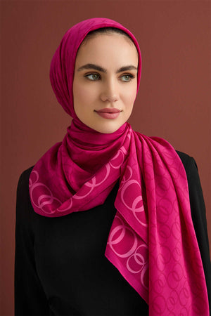 Noor Yolu Fuşya Krep İpek Şal 70x210