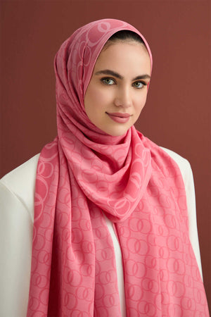 Noor Yolu Pembe Krep İpek Şal 70x210