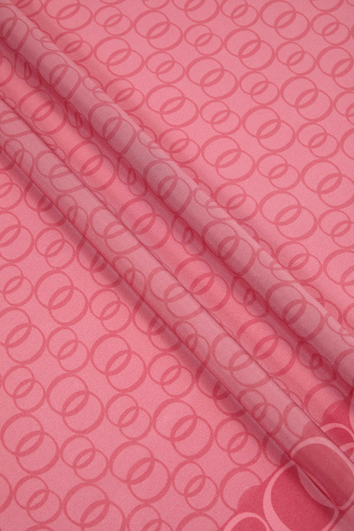 Noor Yolu Pembe Krep İpek Şal 70x210