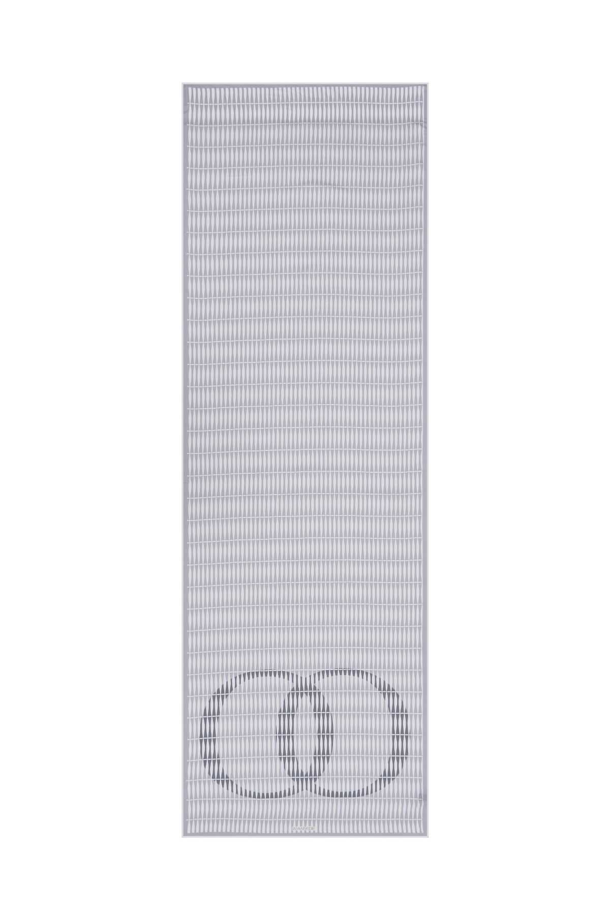 Noor Logo Açık Gri Floş Viskon Şal 70x210