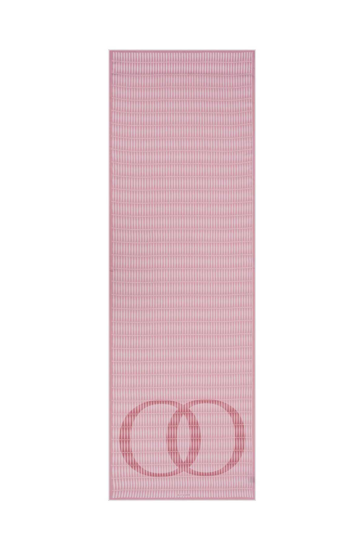Noor Logo Pembe Floş Viskon Şal 70x210