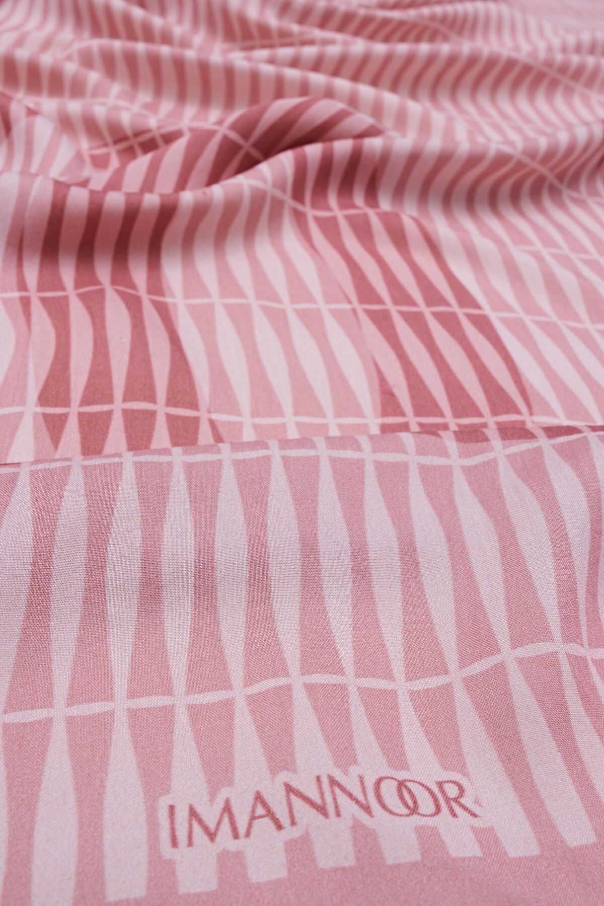 Noor Logo Pembe Floş Viskon Şal 70x210