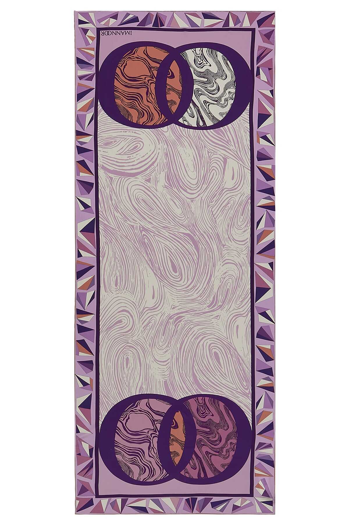 OO Desenli Mürdüm İpek Şal 80x200