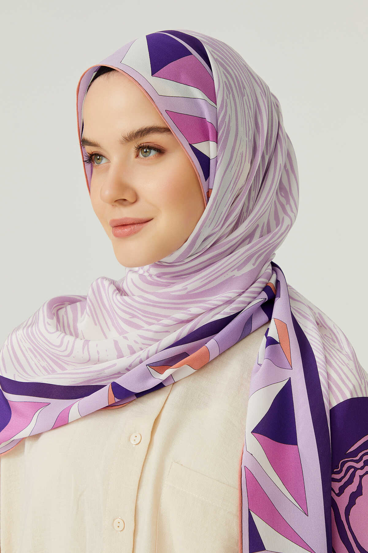 OO Desenli Mürdüm İpek Şal 80x200