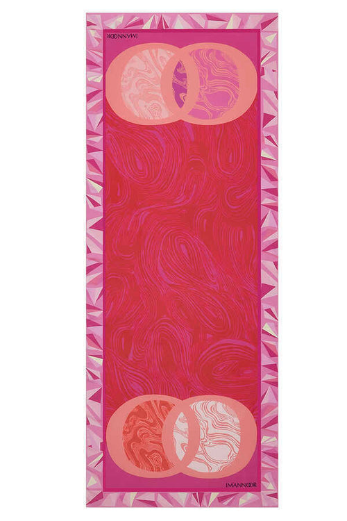 OO Desenli Pembe İpek Şal 80x200
