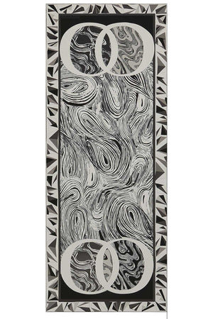 OO Desenli Siyah İpek Şal 80x200