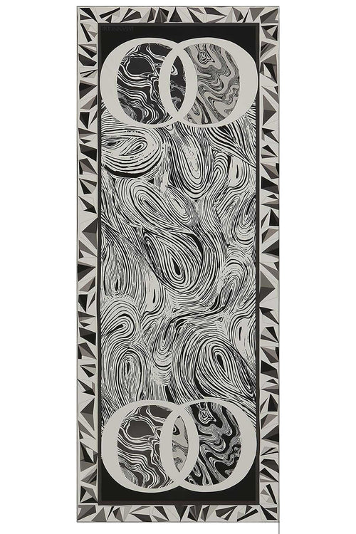 OO Desenli Siyah İpek Şal 80x200