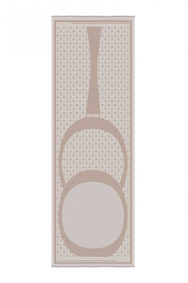 OO Monogram Natural/Bej İpek Şal 68x200