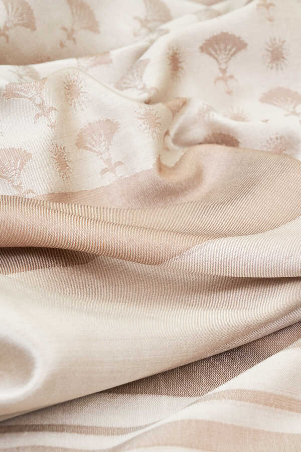 OO Monogram Natural/Bej İpek Şal 68x200