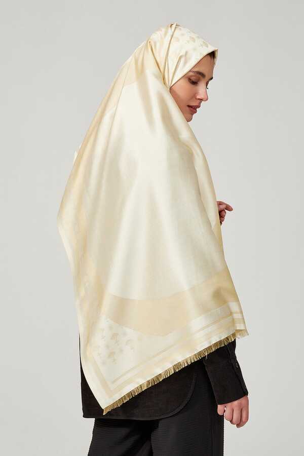 OO Monogram Natural/Krem İpek Şal 68x200