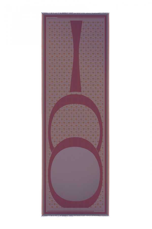 OO Monogram Pudra/Mor İpek Şal 68x200