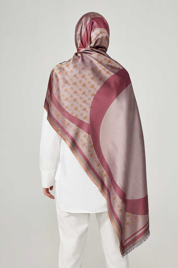 OO Monogram Pudra/Mor İpek Şal 68x200