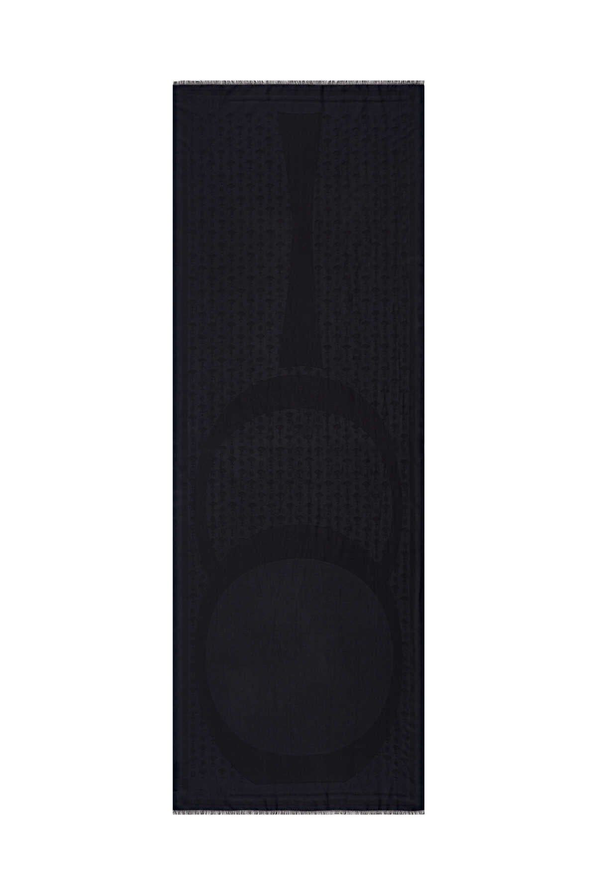 OO Monogram Siyah İpek Şal 70x200