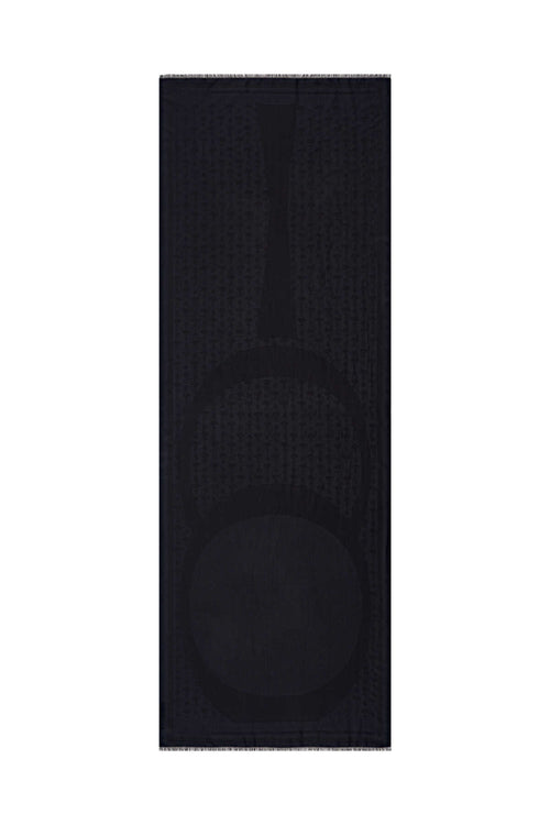 OO Monogram Siyah İpek Şal 70x200