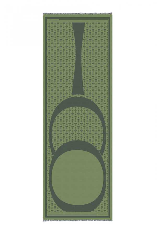 OO Monogram Yeşil/Haki İpek Şal 70x200