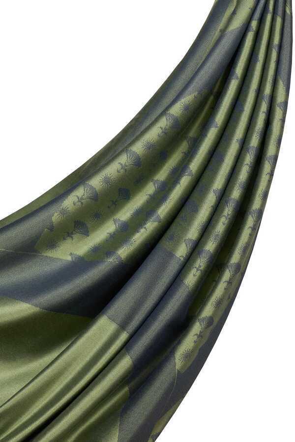 OO Monogram Yeşil/Haki İpek Şal 70x200