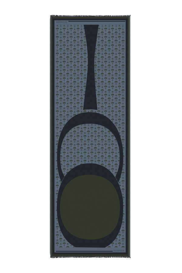 OO Monogram Yeşil/Siyah İpek Şal 68x200