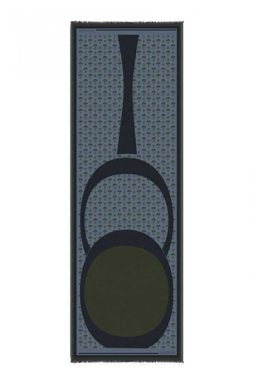OO Monogram Yeşil/Siyah İpek Şal 68x200