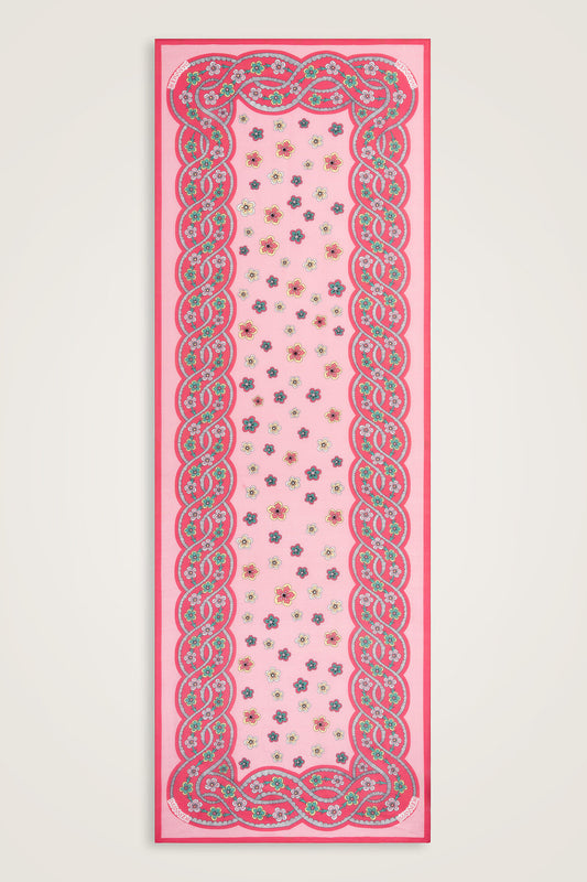 Örgü Pembe Floş Pamuk Şal 70x210