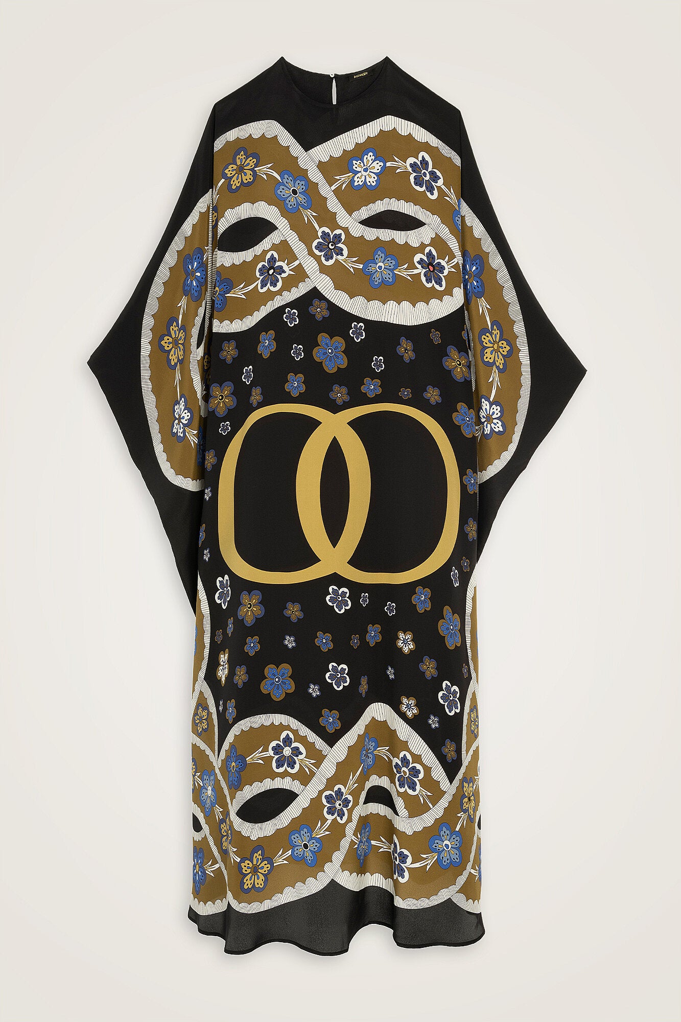 Örgü Siyah Krep İpek Kaftan