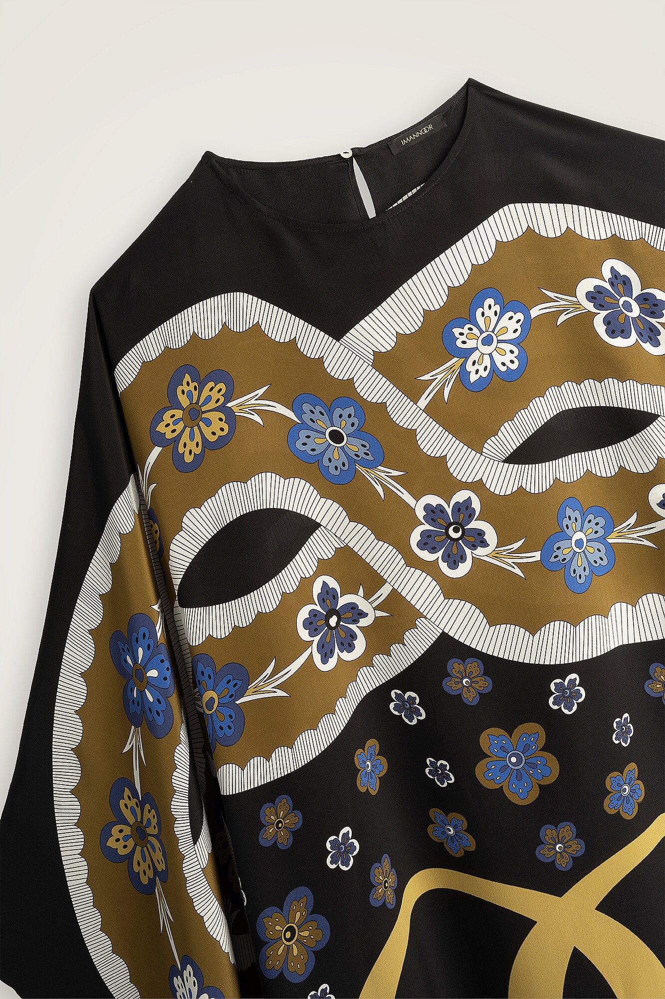 Örgü Siyah Krep İpek Kaftan