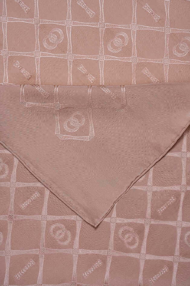 Oryantal Kafes Bej Jakarlı İpek Şal 70x200