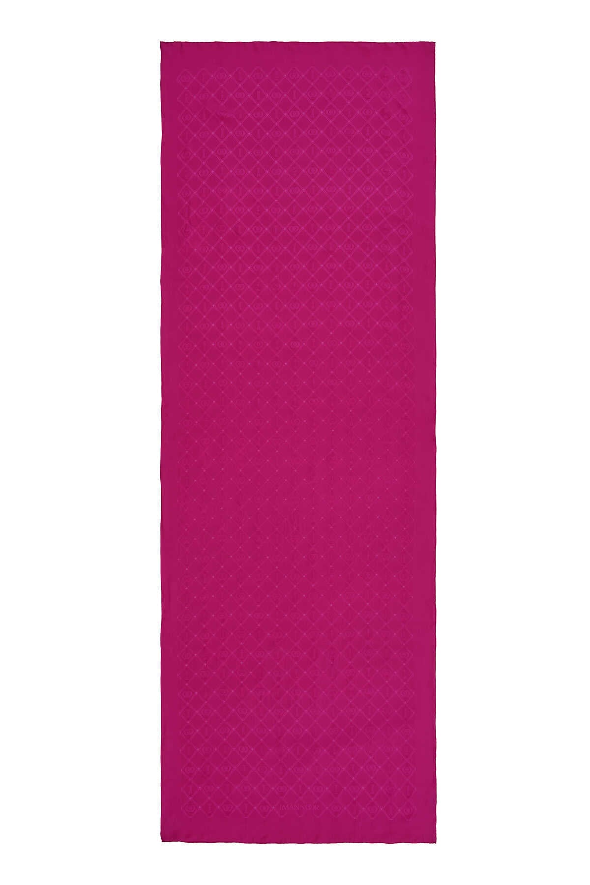 Oryantal Kafes Fuşya Jakarlı İpek Şal 70x200