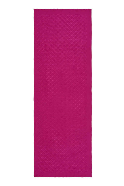 Oryantal Kafes Fuşya Jakarlı İpek Şal 70x200