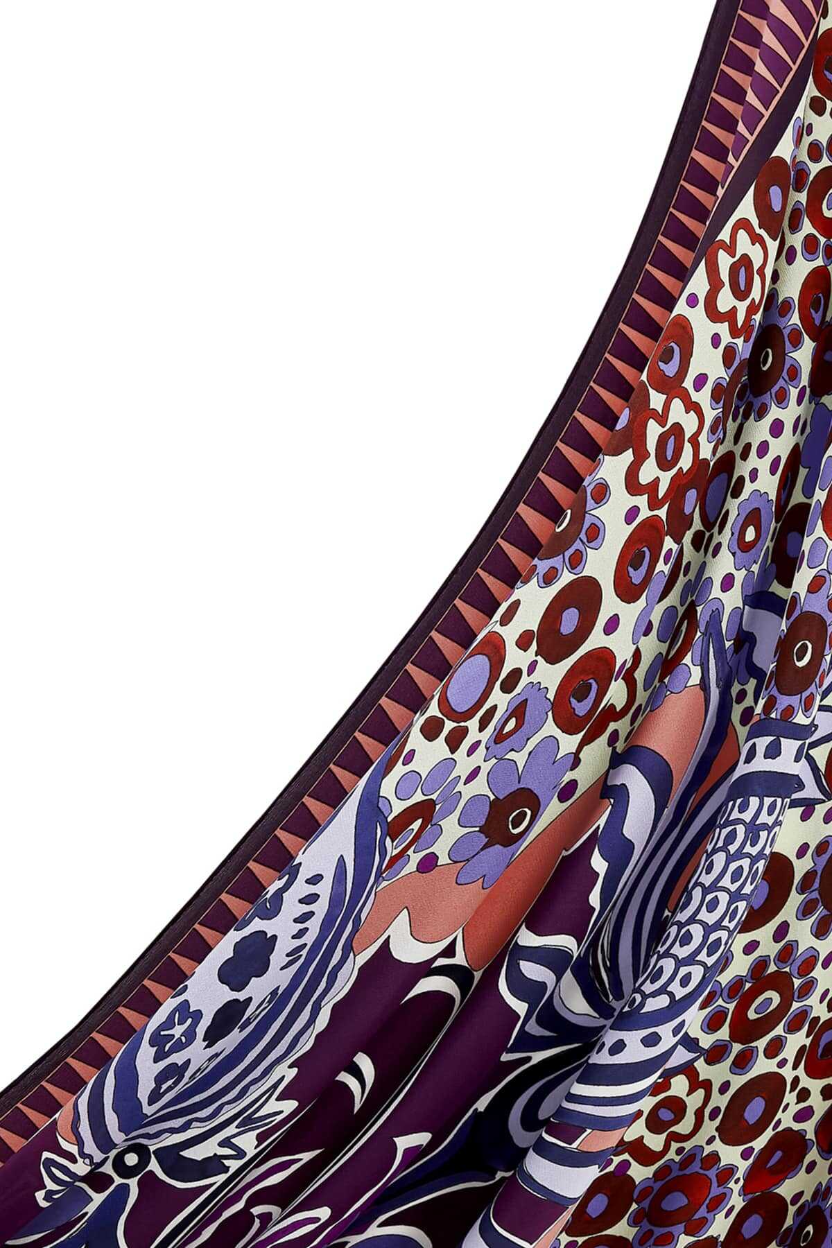 Osmanlı Çiçeği Mor Krep İpek Şal 80x200