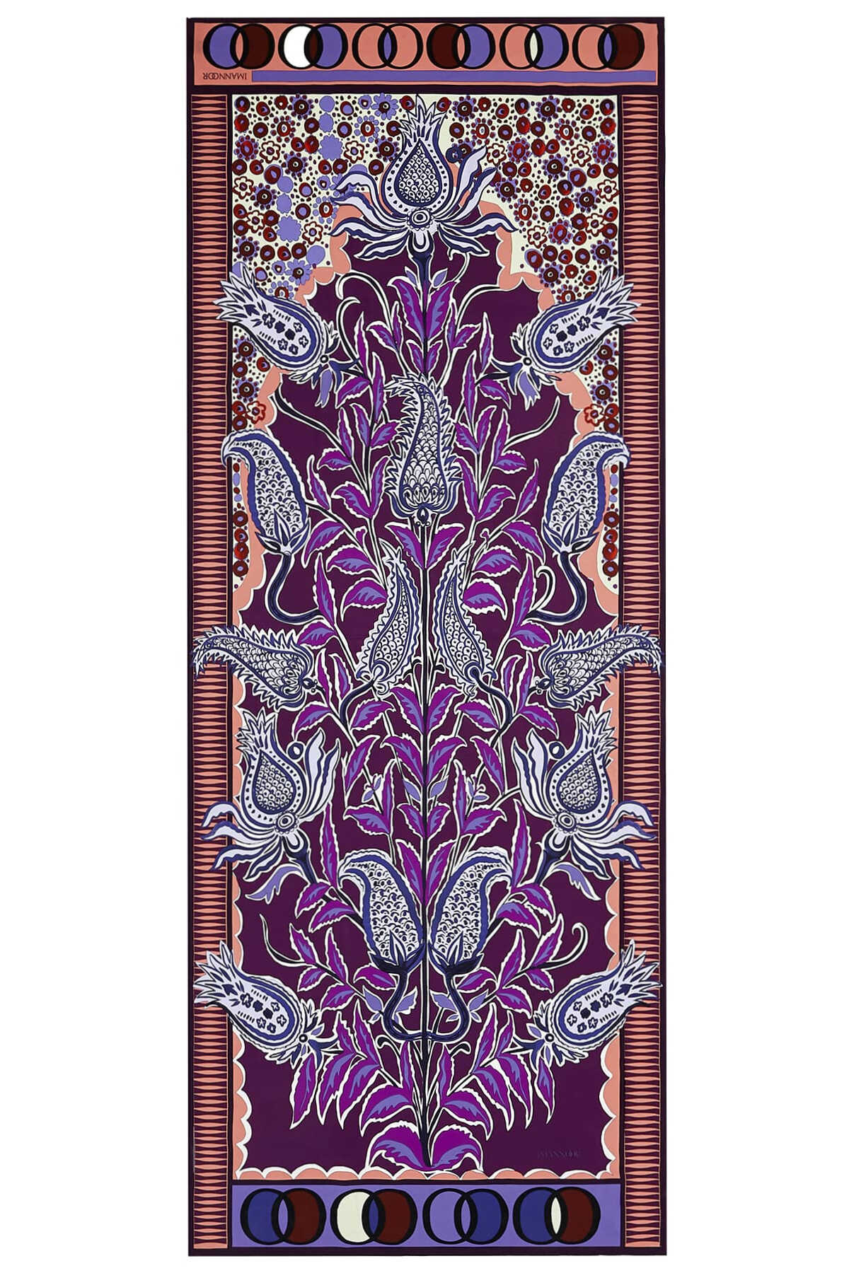 Osmanlı Çiçeği Mor Krep İpek Şal 80x200