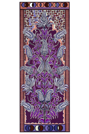 Osmanlı Çiçeği Mor Krep İpek Şal 80x200