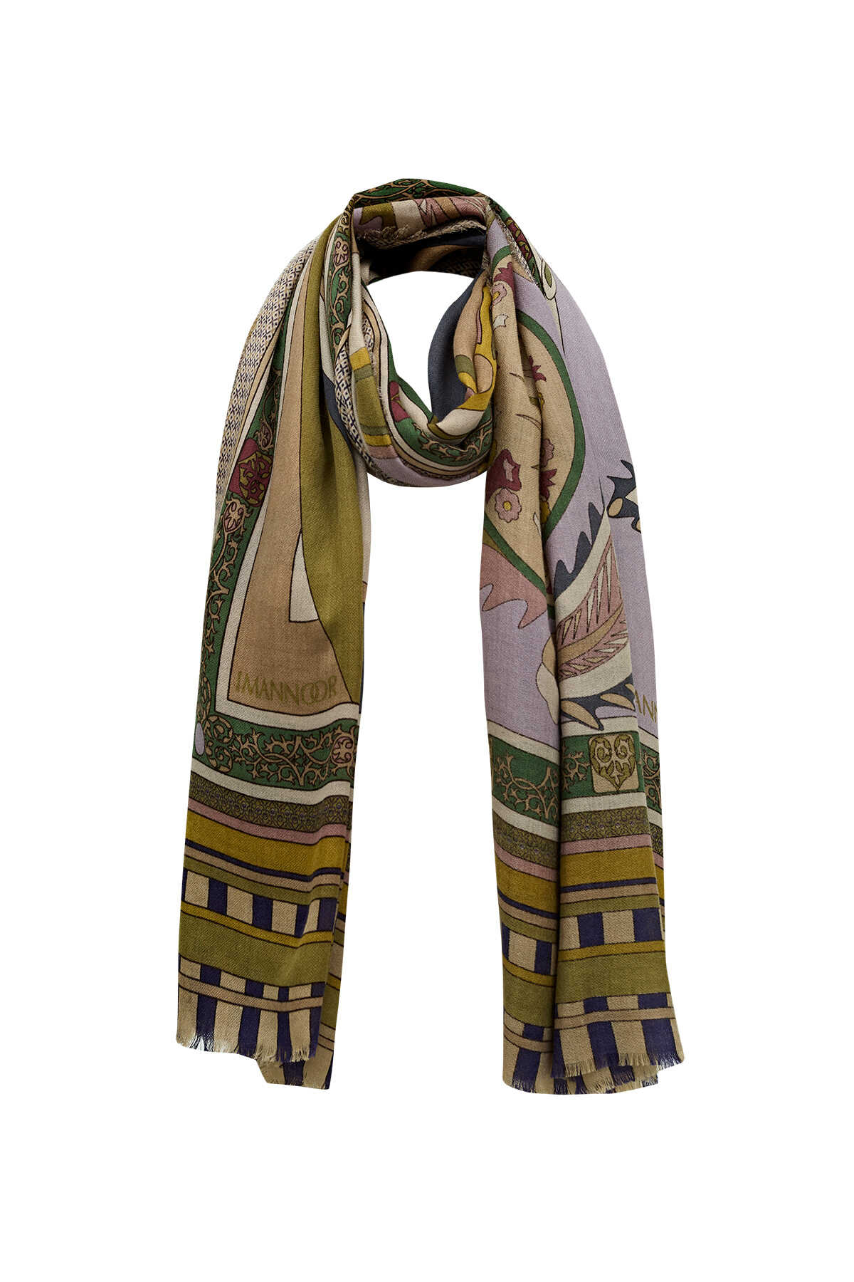 Ottoman Haki Kaşmir İpek Şal 100x200