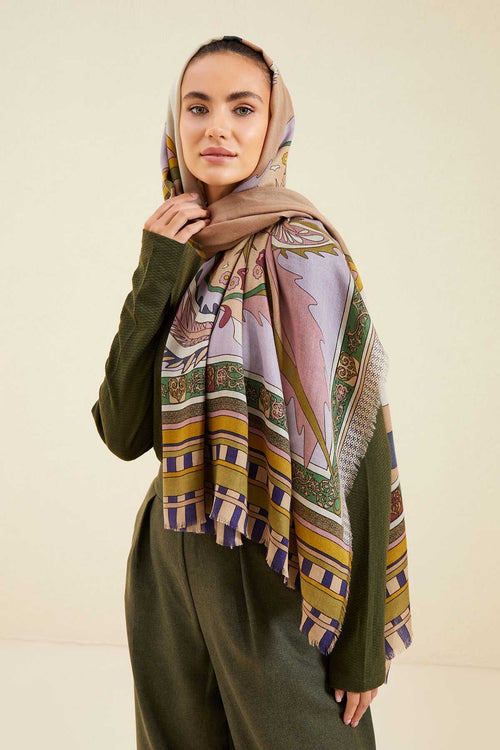 Ottoman Haki Kaşmir İpek Şal 100x200