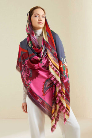 Ottoman Pembe Kaşmir İpek Şal 100x200