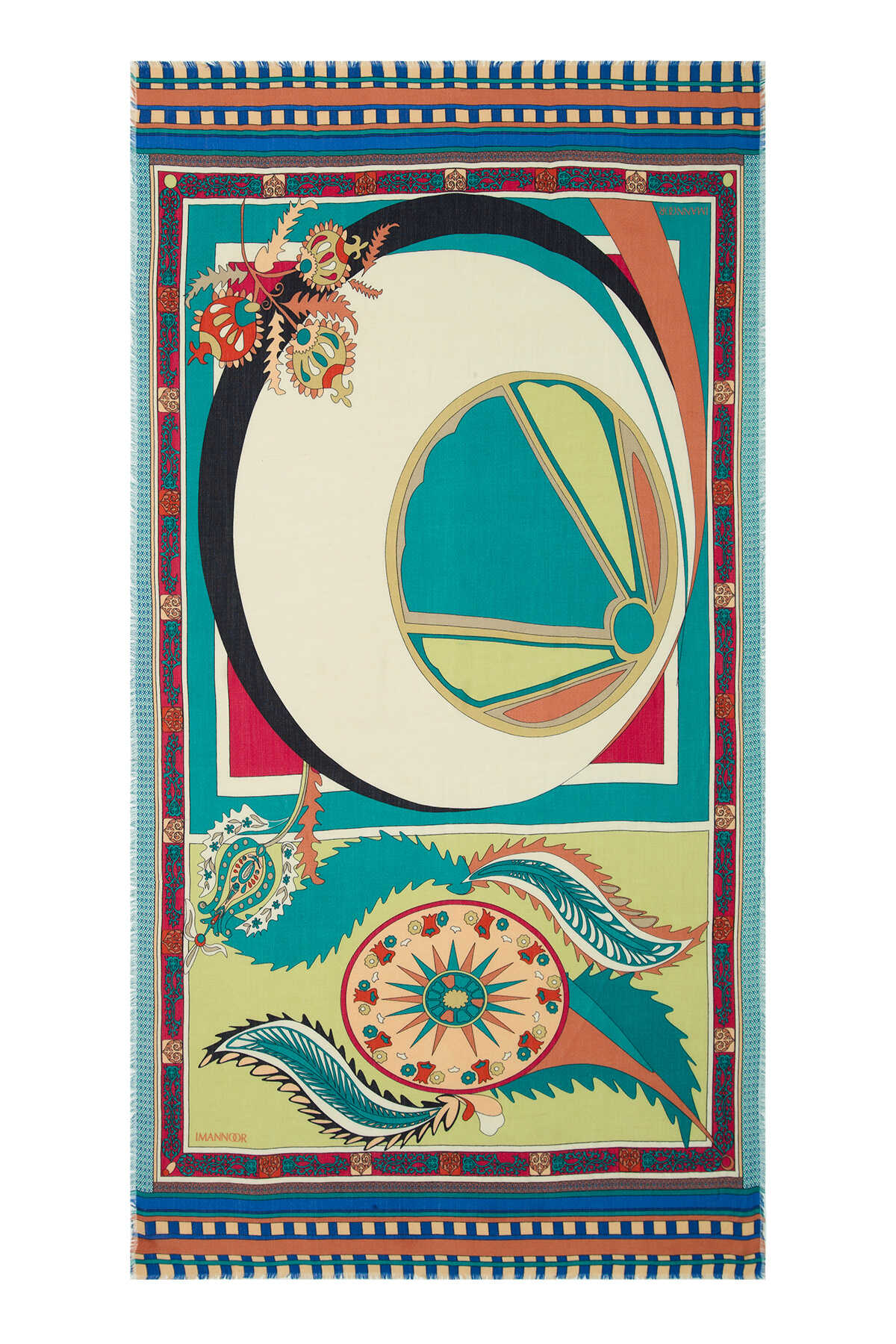 Ottoman Yeşil Kaşmir İpek Şal 100x200