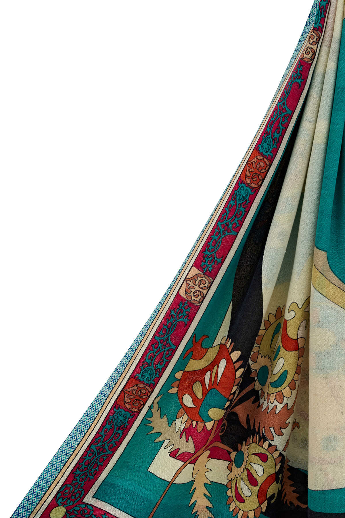 Ottoman Yeşil Kaşmir İpek Şal 100x200