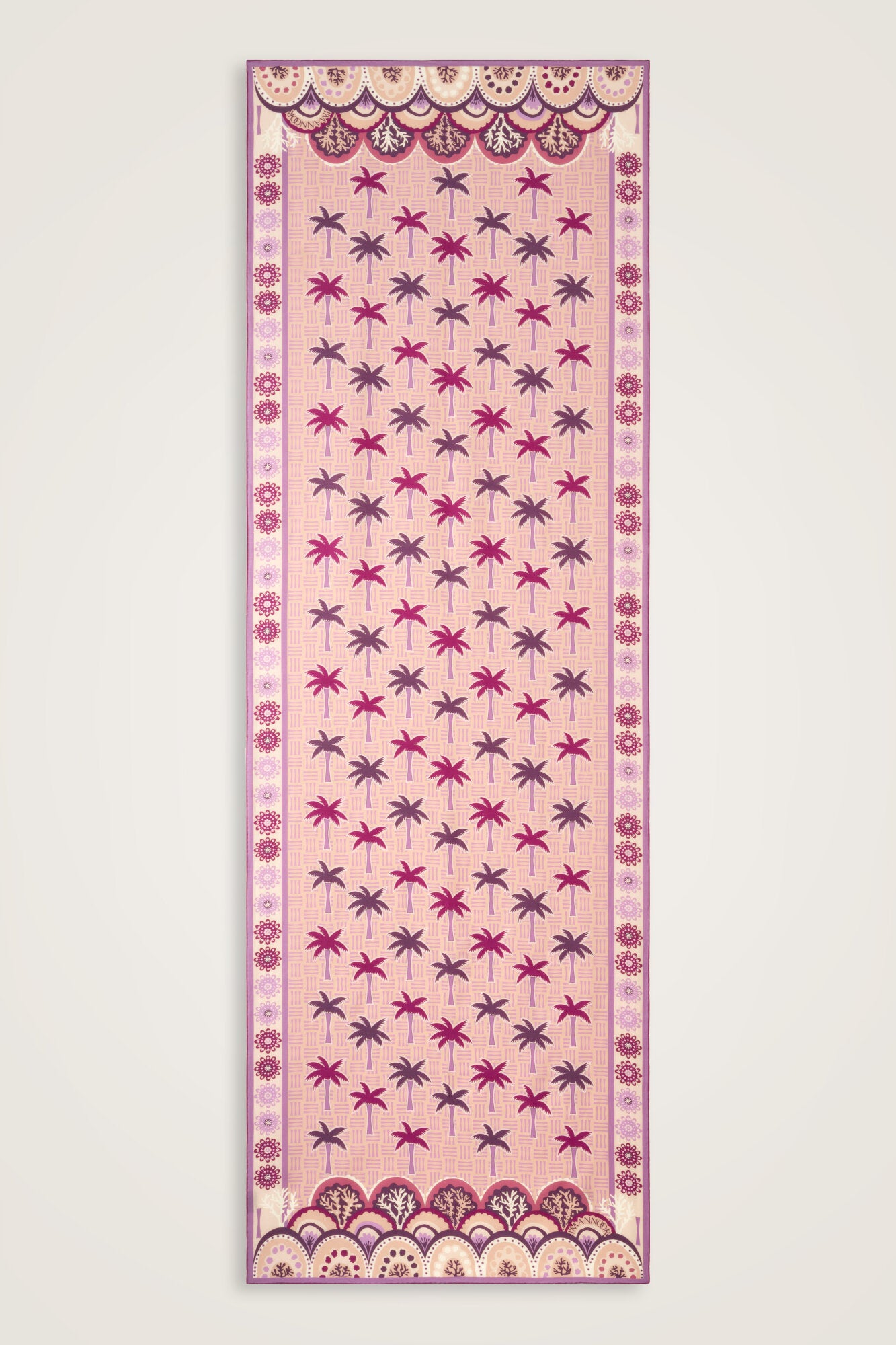 Palmiye Adası Pembe Pamuk İpek Şal 70x210
