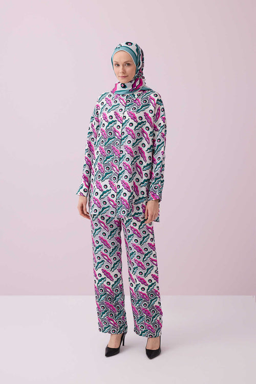 Pelenk Pembe İpek Pijama Pantolon