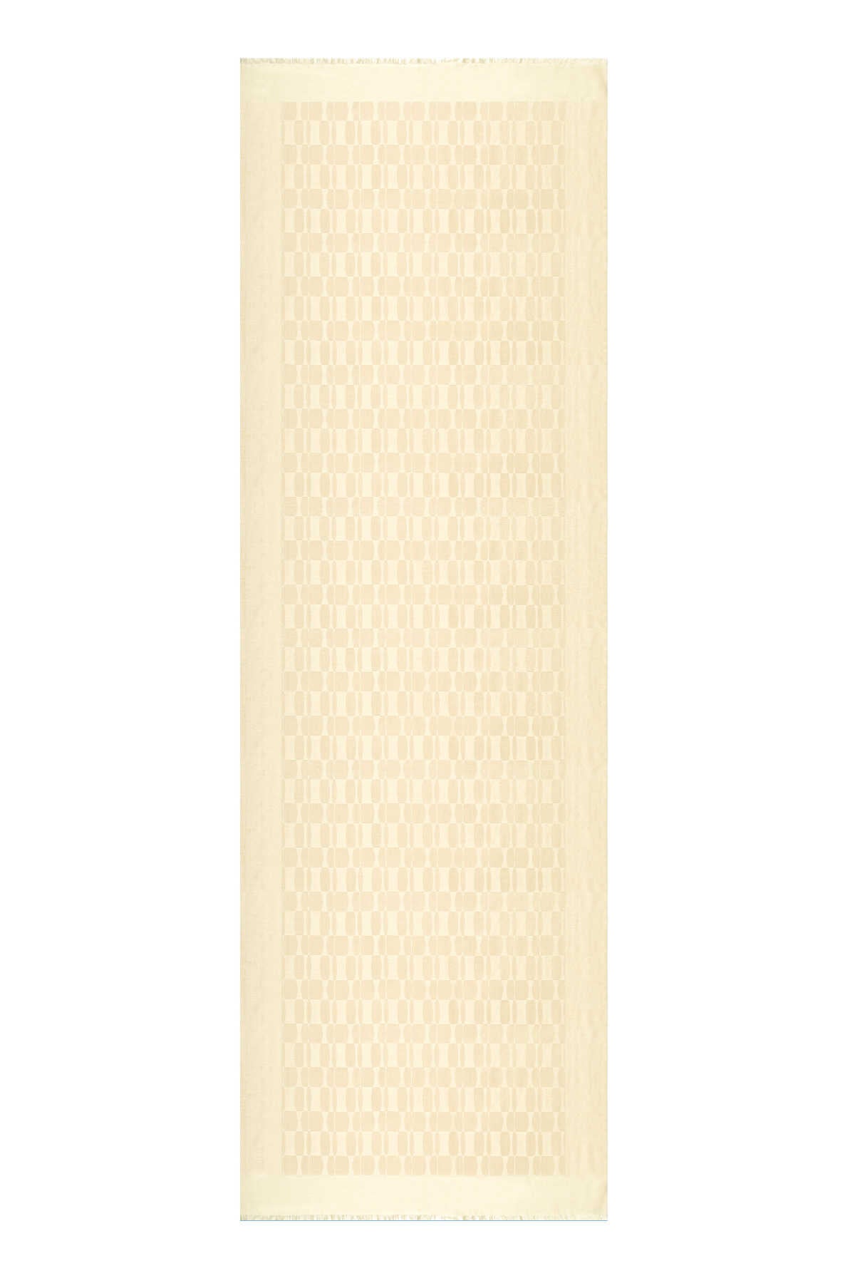 Petek Monogram Beyaz Kaşmir İpek Şal 70x210