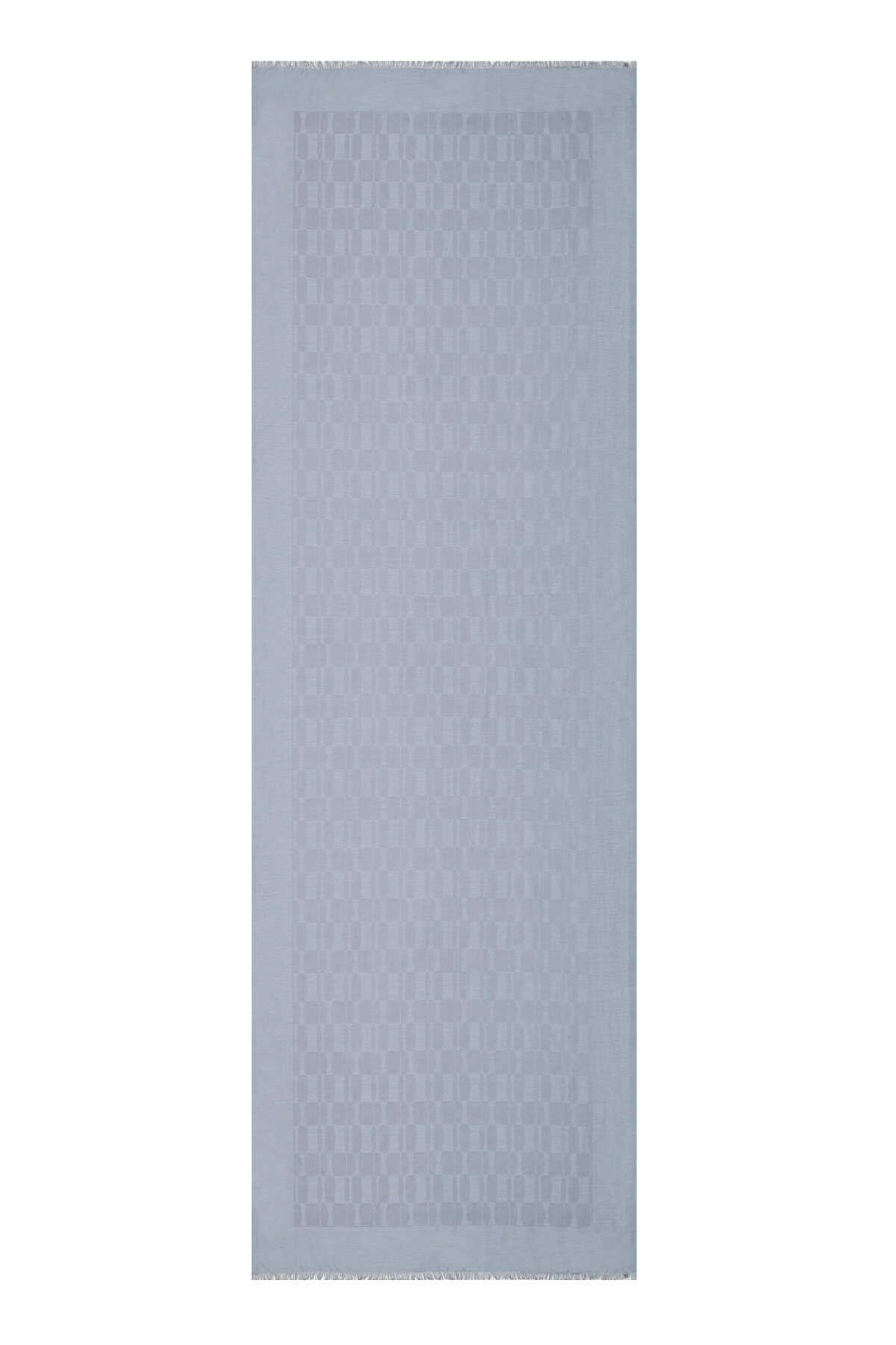 Petek Monogram Gri Kaşmir İpek Şal 70x210