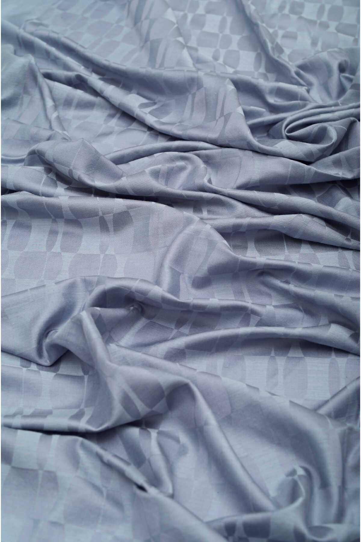 Petek Monogram Gri Kaşmir İpek Şal 70x210