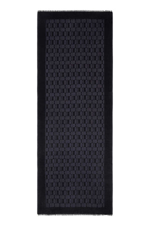 Petek Monogram Lacivert Kaşmir İpek Şal 70x210